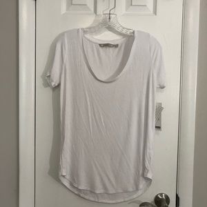 NWT Athleta White Ribbed Scoop Neck T-shirt